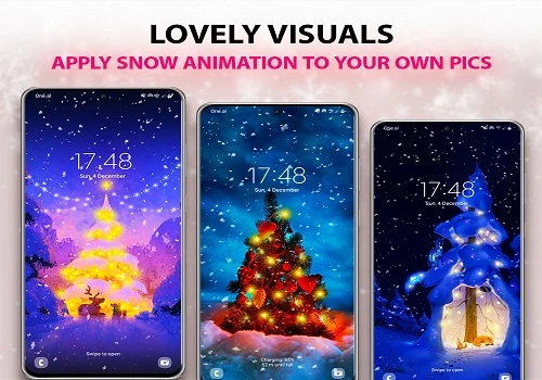 imagem promocional de árvores de Natal de aplicativo no celular